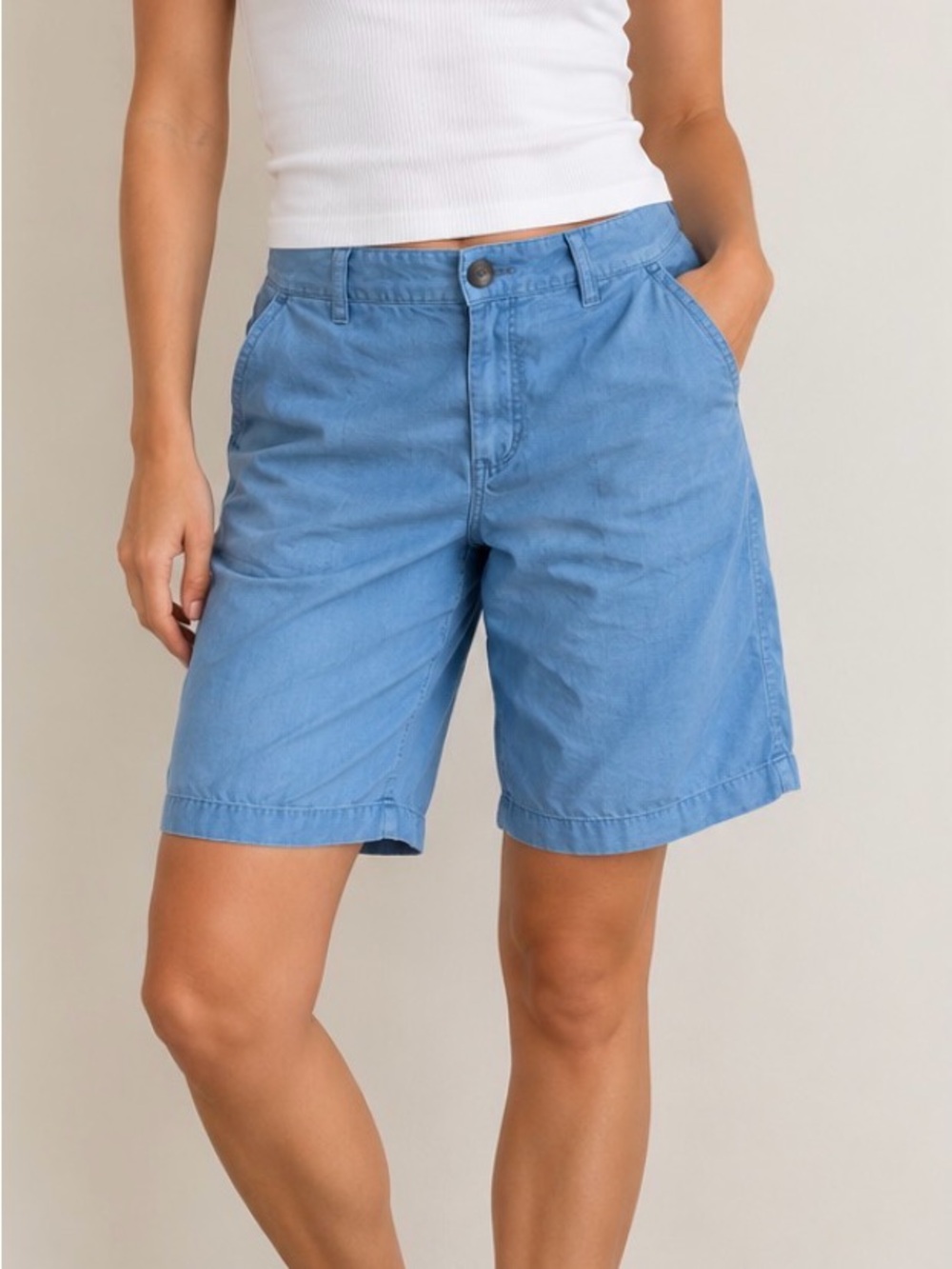 Mango Mid Waist Straight Fit Bermuda Size Large NWT
